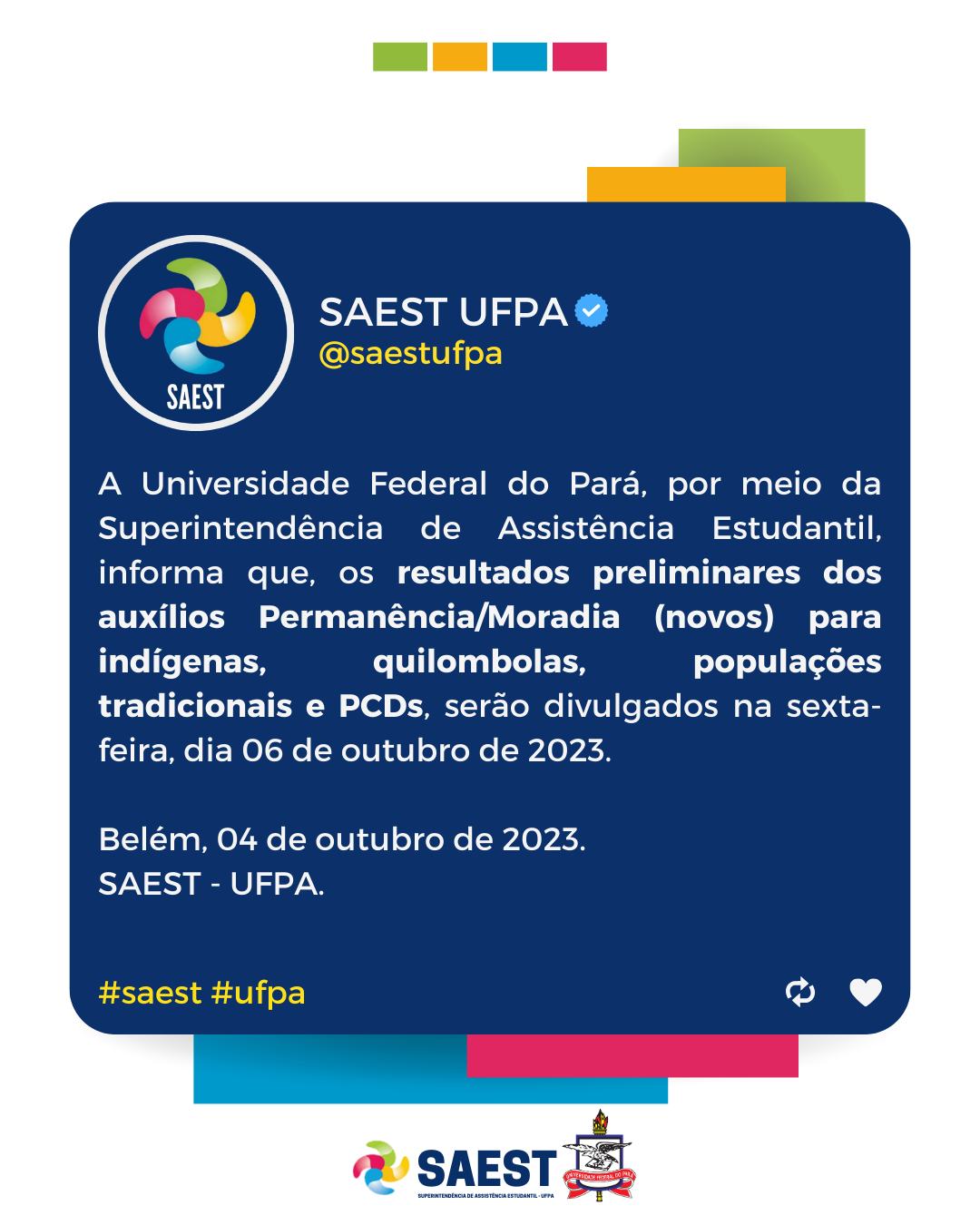Informe sobre os resultados preliminares dos auxílios Permanência/Moradia (novos) para indígenas, quilombolas, populações tradicionais e PCDs