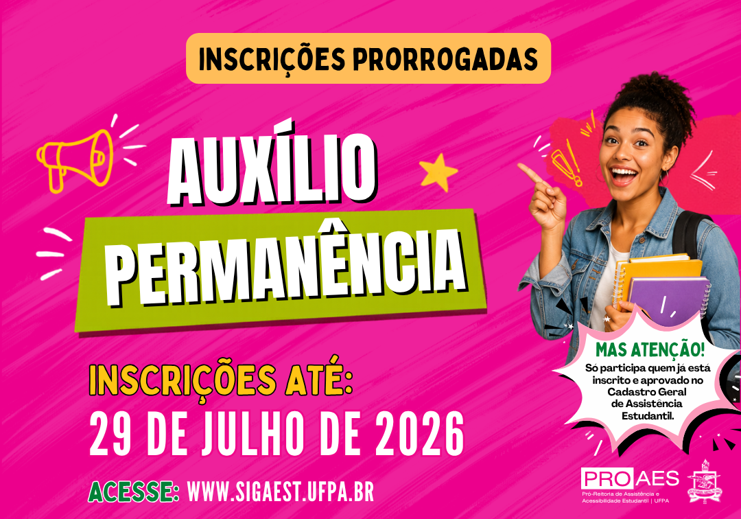 Card da PROAES/UFPA com fundo rosa informando a 